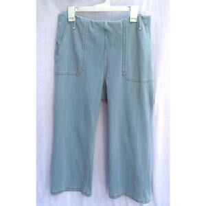 Nwt TRUTH by REPUBLIC Women L Washed Denim Tummy Control Cropped Wide Leg Pants